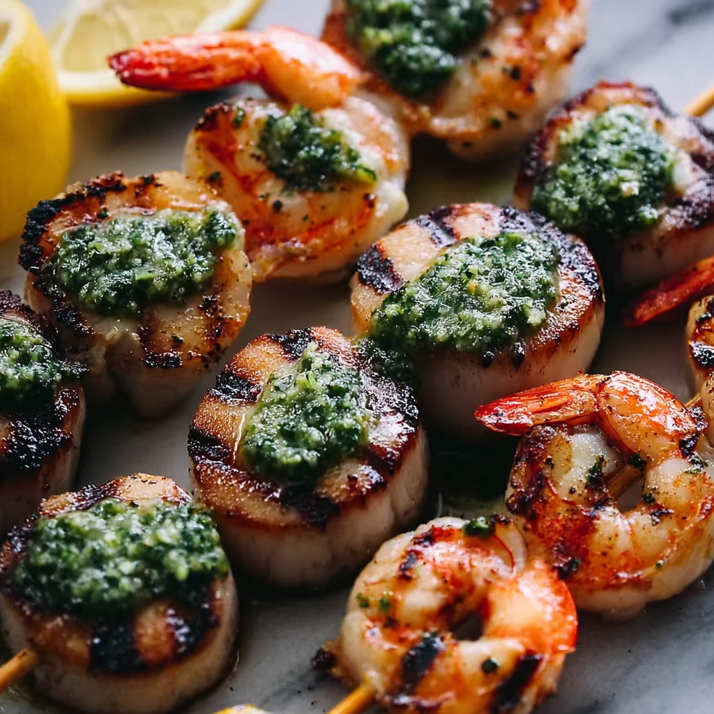 Grilled Surf & Turf Skewers with Chimichurri Recipe - Recipe Image