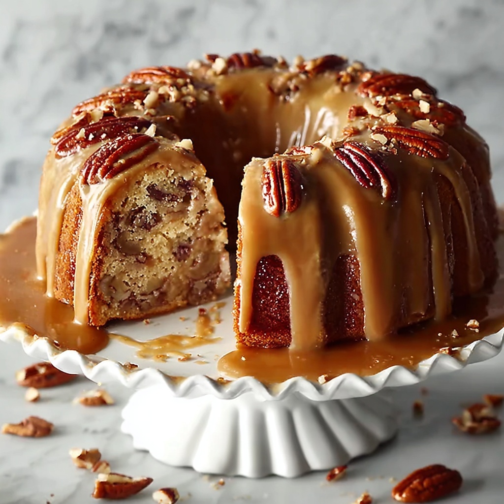 Apple Pecan Cake With Caramel Glaze Recipe - Recipe Image