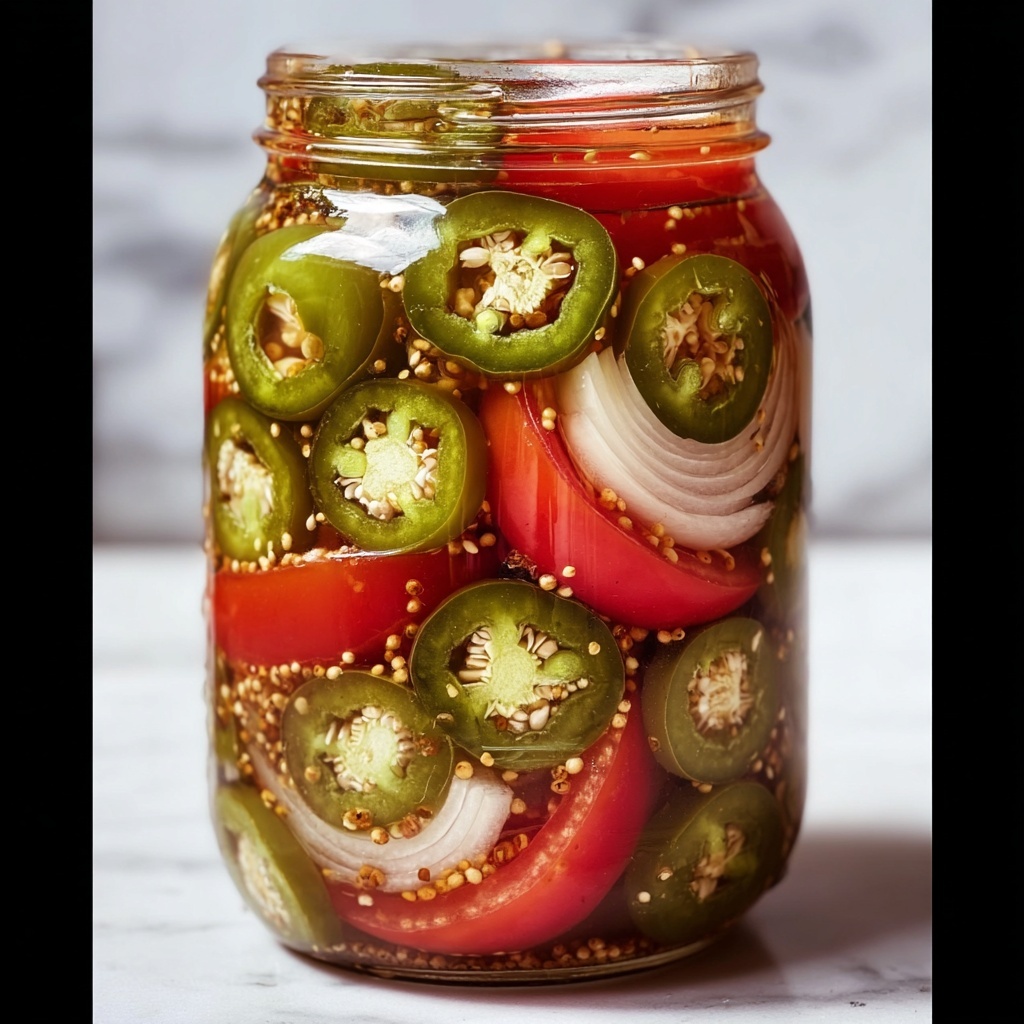 Pickled Green Tomatoes, Onions, and Peppers Recipe - Recipe Image