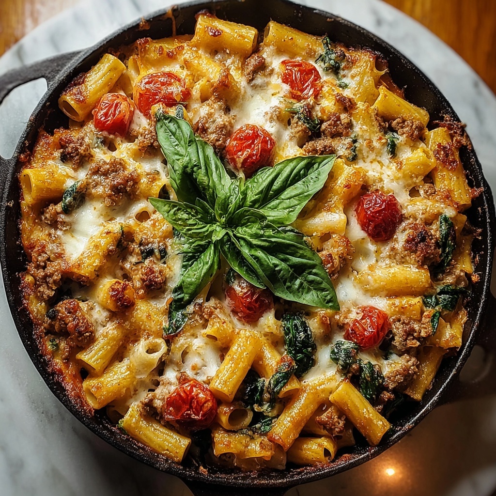 Creamy Tuscan Sausage Pasta Bake Recipe - Recipe Image