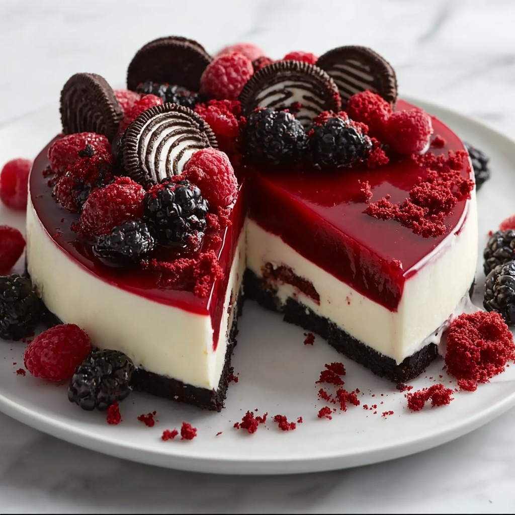 Cheesecake with Red Velvet Cookie Dough Recipe - Recipe Image