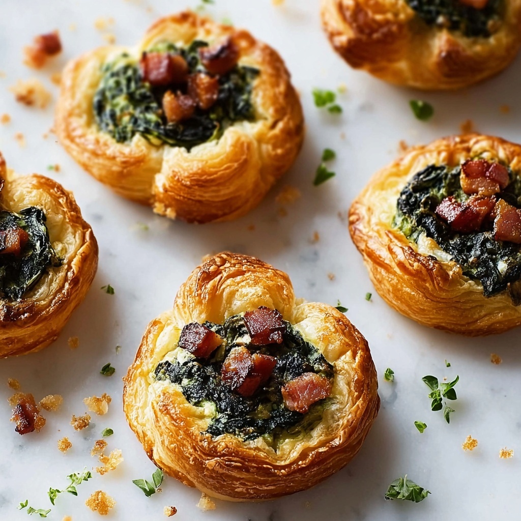 Spinach and Feta Puff Pastry Bites with Bacon Recipe - Recipe Image