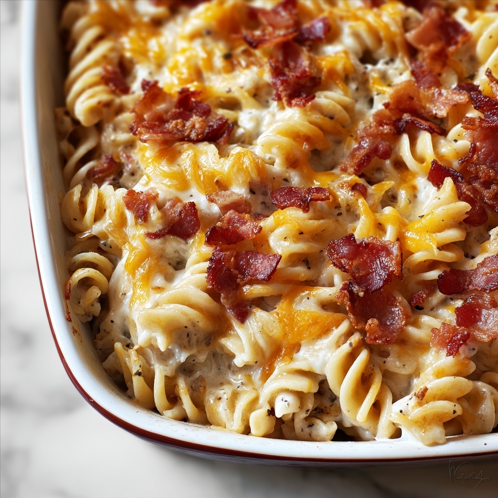Crazy Good Cheesy Chicken and Smoked Turkey Pasta Bake Recipe - Recipe Image