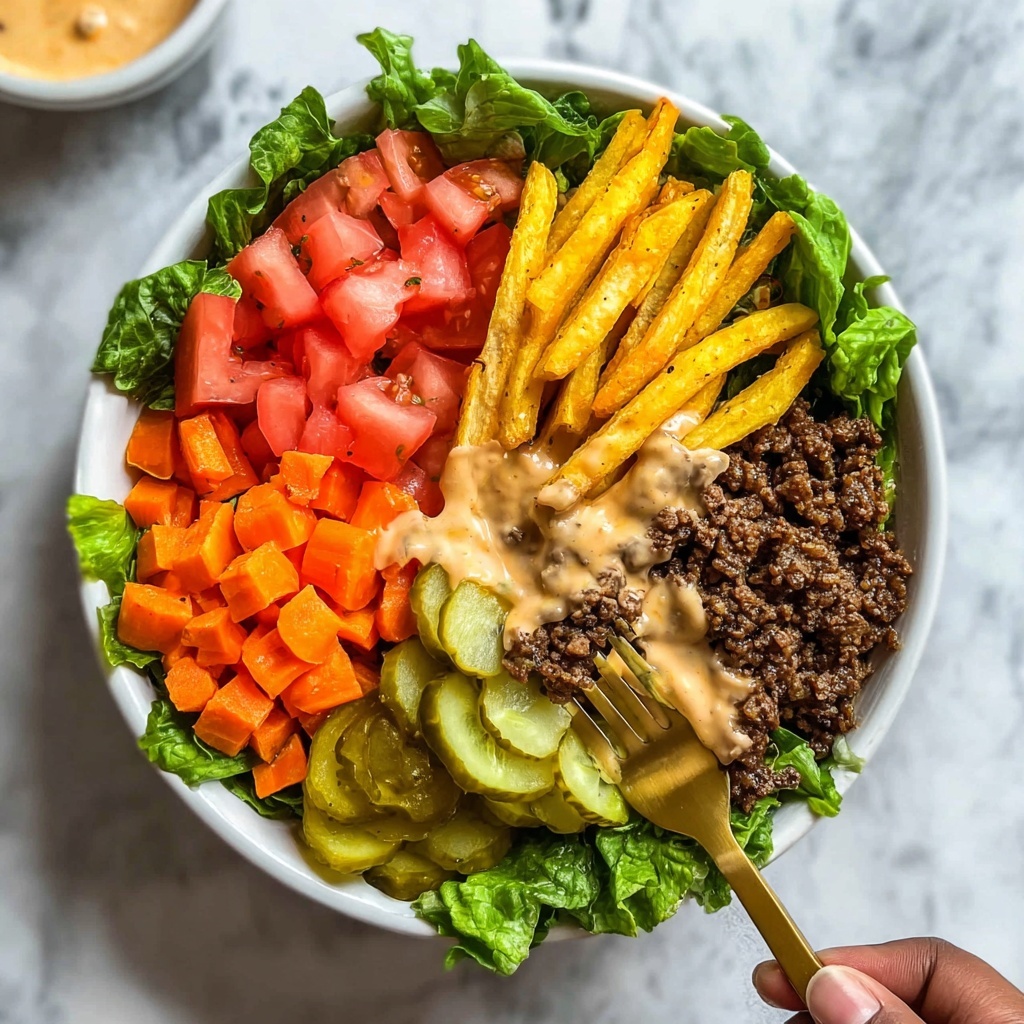 Beef Burger Bowl with Roasted Sweet Potatoes and Homemade Sauce Recipe - Recipe Image
