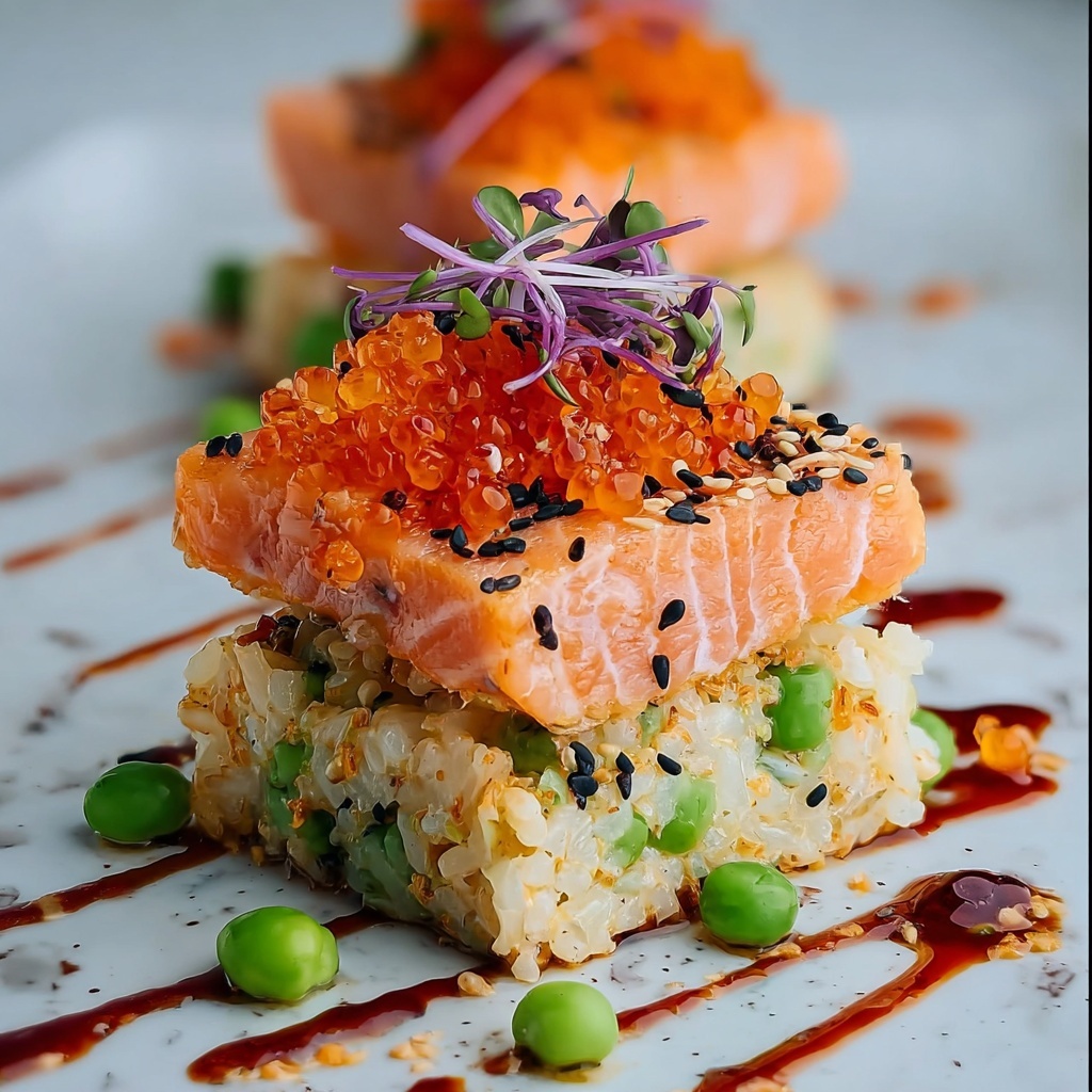 Crispy Rice with Spicy Salmon and Avocado Recipe - Recipe Image