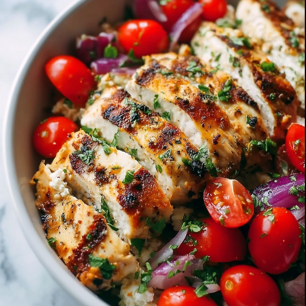 Chicken Rice Feta Tomatoes Recipe - Recipe Image