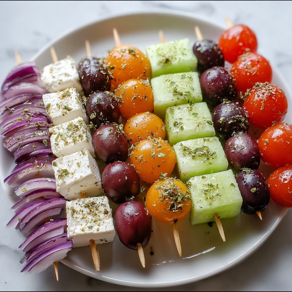 Greek Salad Skewers: A Fresh, Flavorful Bite-Sized Treat Recipe - Recipe Image