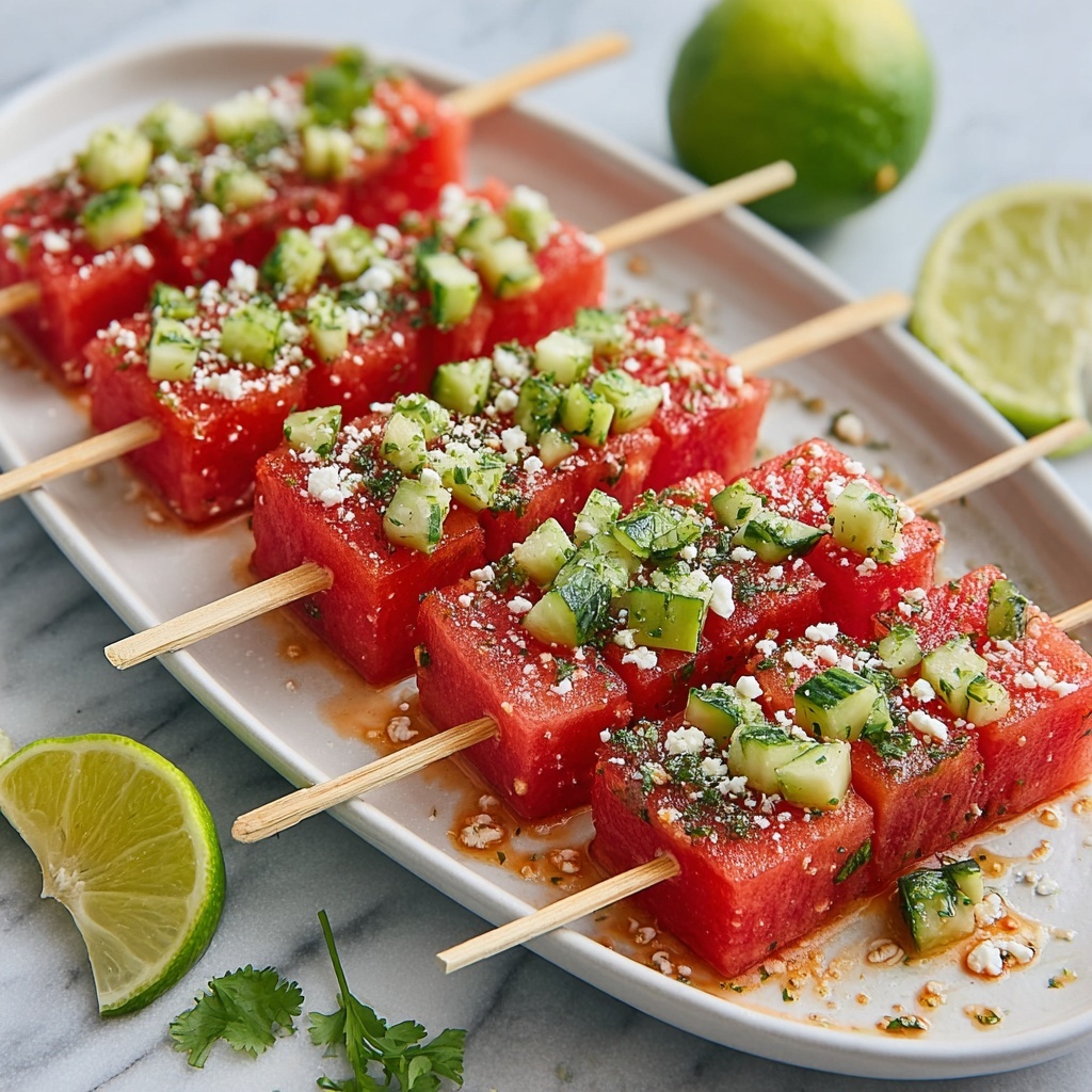 Watermelon Feta Tajín Skewers Recipe - Recipe Image