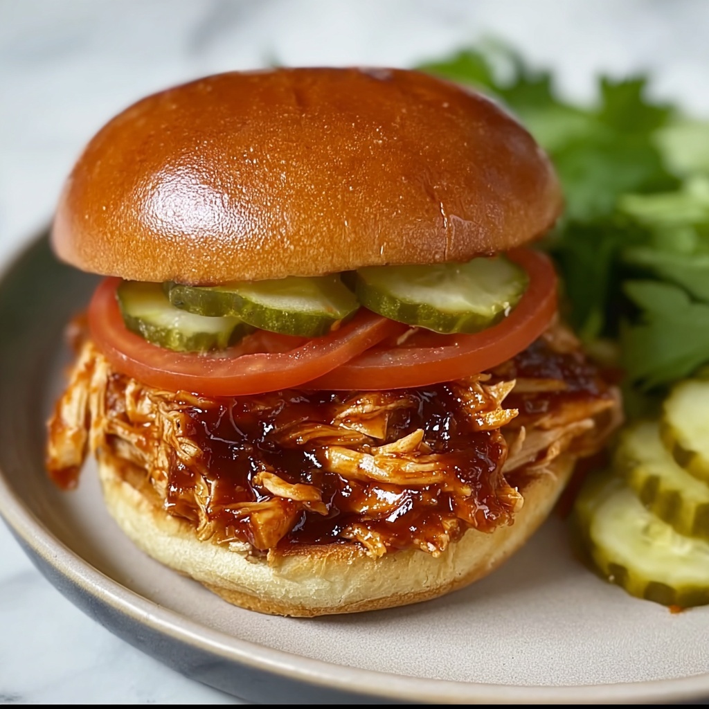 Slow Cooker Honey Mustard Shredded Chicken Sandwich Recipe - Recipe Image