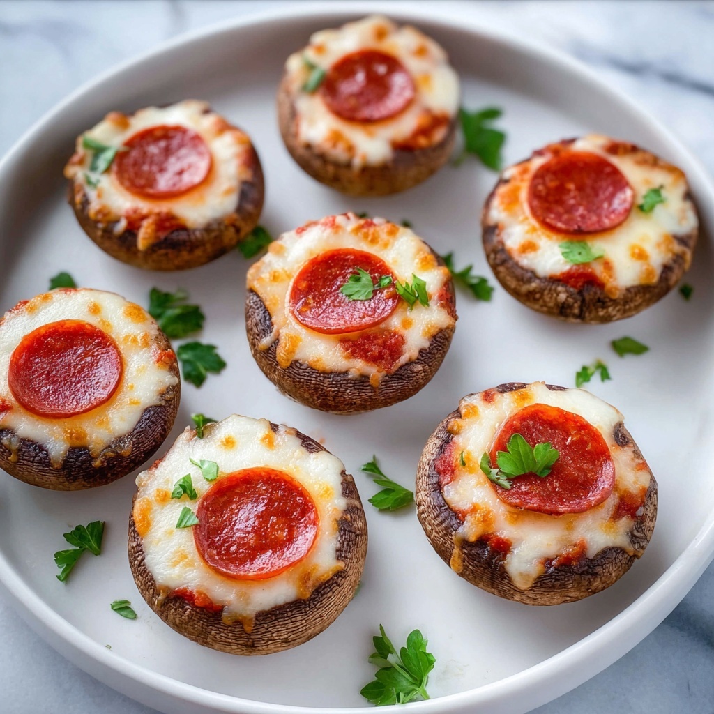 Keto Stuffed Mushrooms with Pepperoni, Olives, and Melted Cheese Recipe - Recipe Image