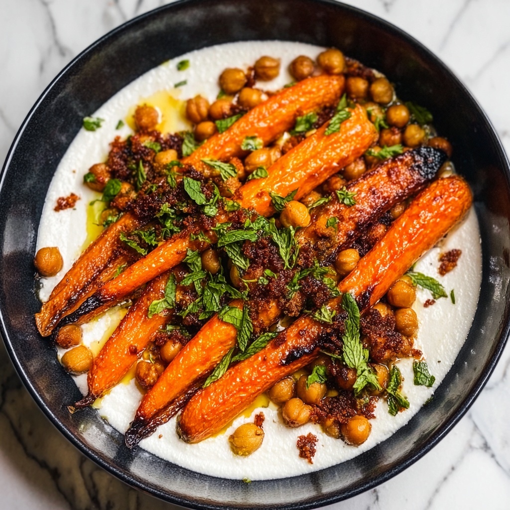 Spicy Maple Roast Carrots with Crispy Chickpeas and Yogurt Sauce Recipe - Recipe Image
