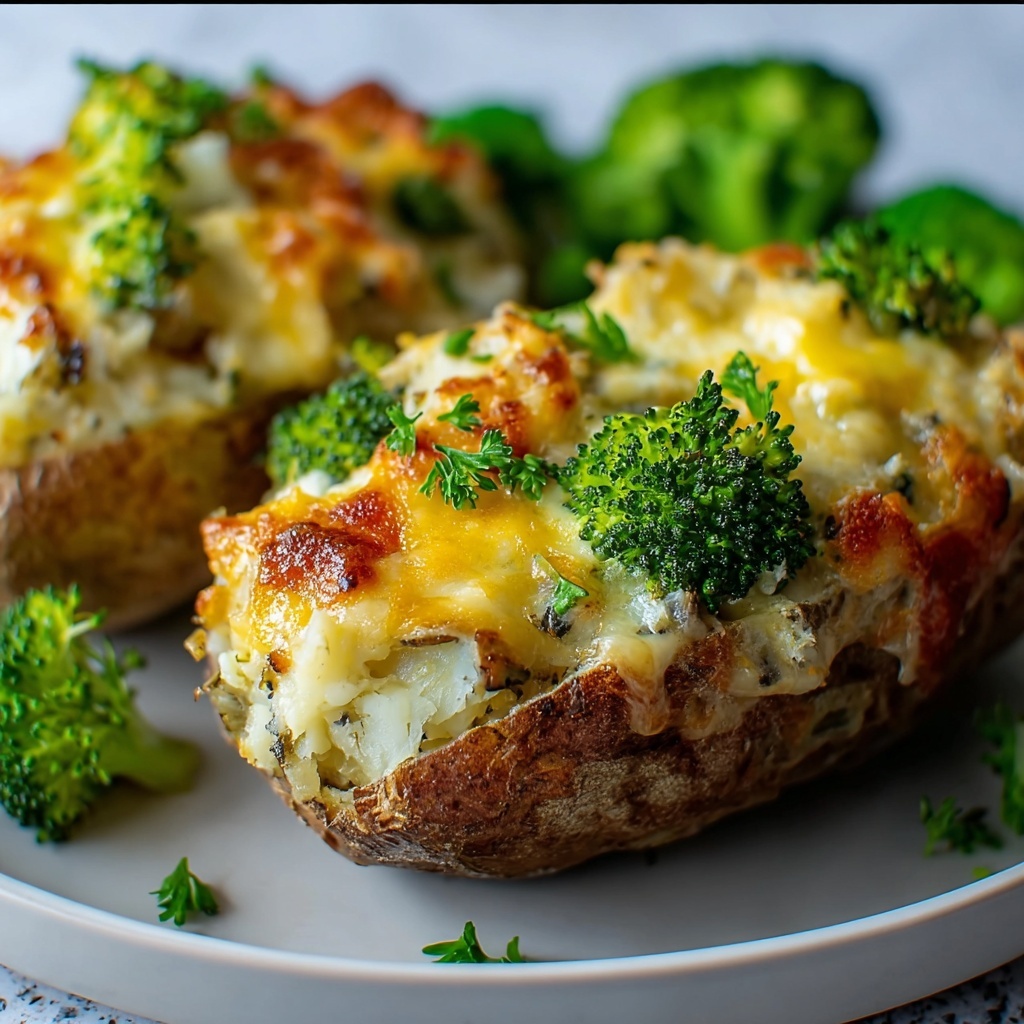 Cheesy Broccoli Twice-Baked Potatoes Recipe - Recipe Image