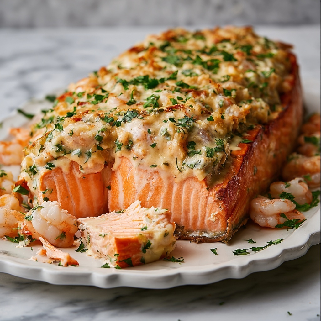 Crab & Shrimp Stuffed Salmon Recipe - Recipe Image