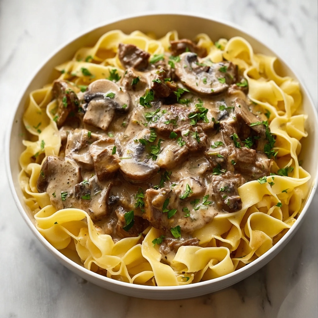 Creamy Beef Stroganoff with Egg Noodles Recipe - Recipe Image