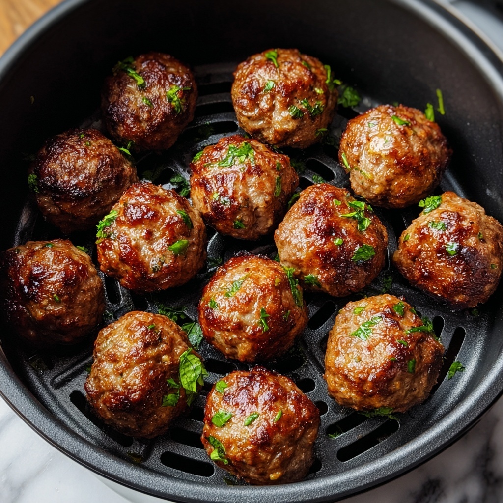 Juicy Air Fryer Beef Meatballs Recipe - Recipe Image