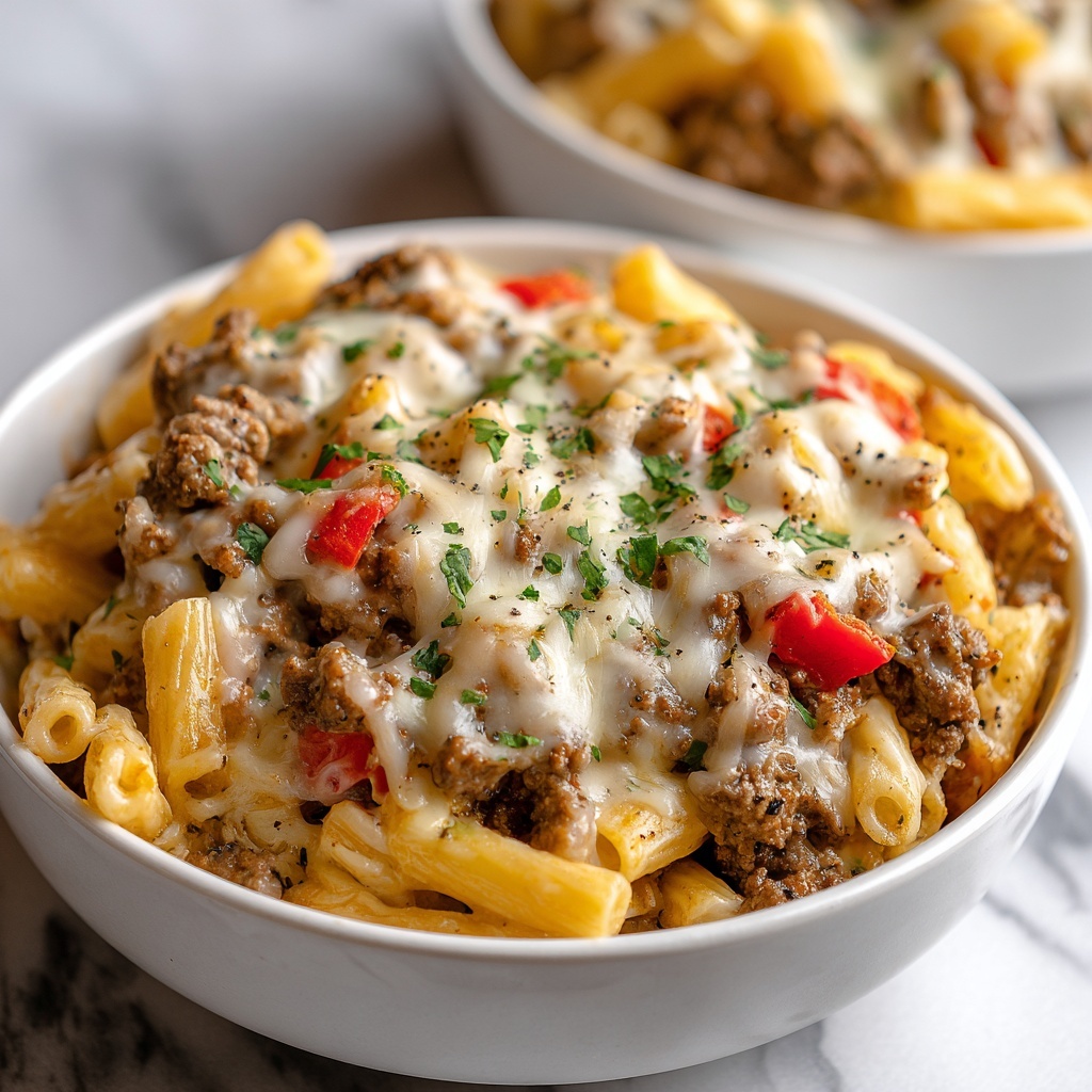 Classic Philly Cheesesteak Pasta Recipe - Recipe Image