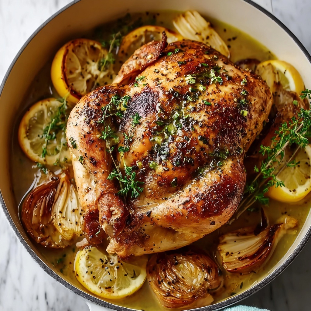 Creamy Lemon Herb Pot Roasted Whole Chicken Recipe - Recipe Image