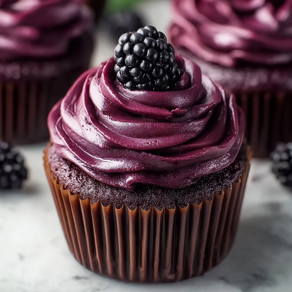 Dark Chocolate Blackberry Cupcakes Recipe - Recipe Image