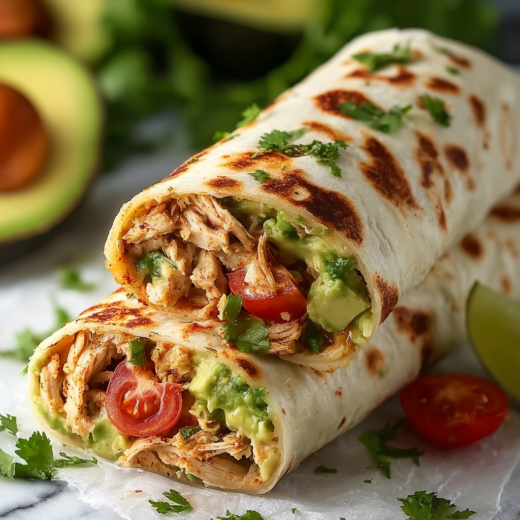 Quick & Easy Chicken Avocado Wrap Recipe - Recipe Image
