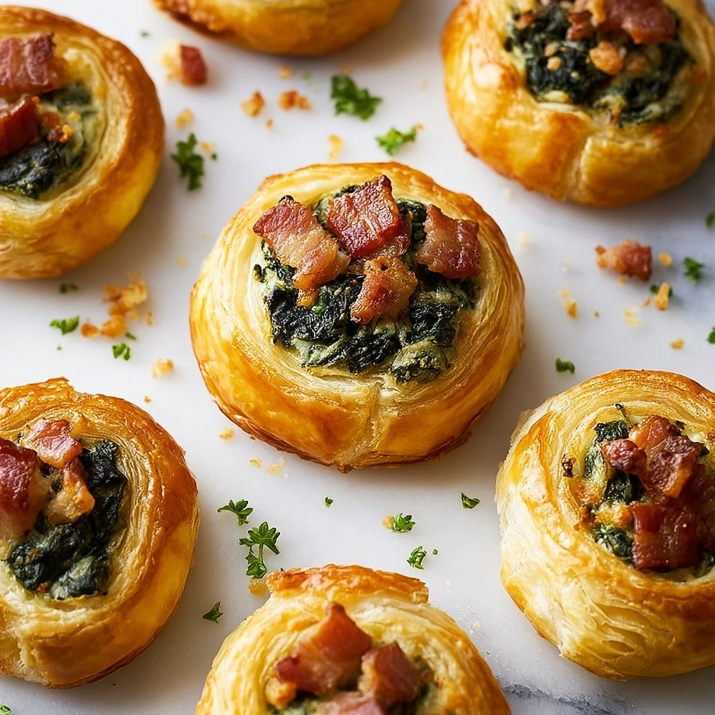 Spinach and Feta Puff Pastry Bites with Bacon Recipe - Recipe Image