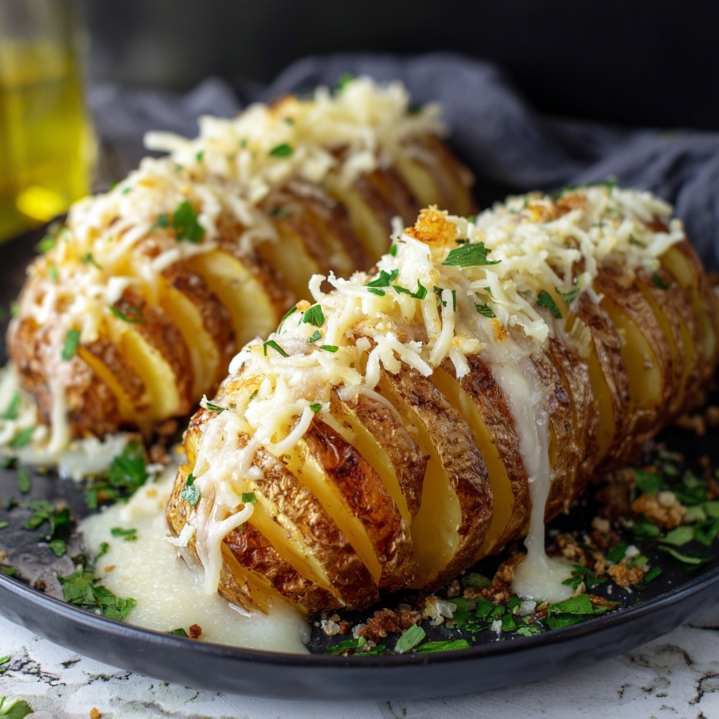 Garlic Parmesan Hasselback Potatoes Recipe - Recipe Image