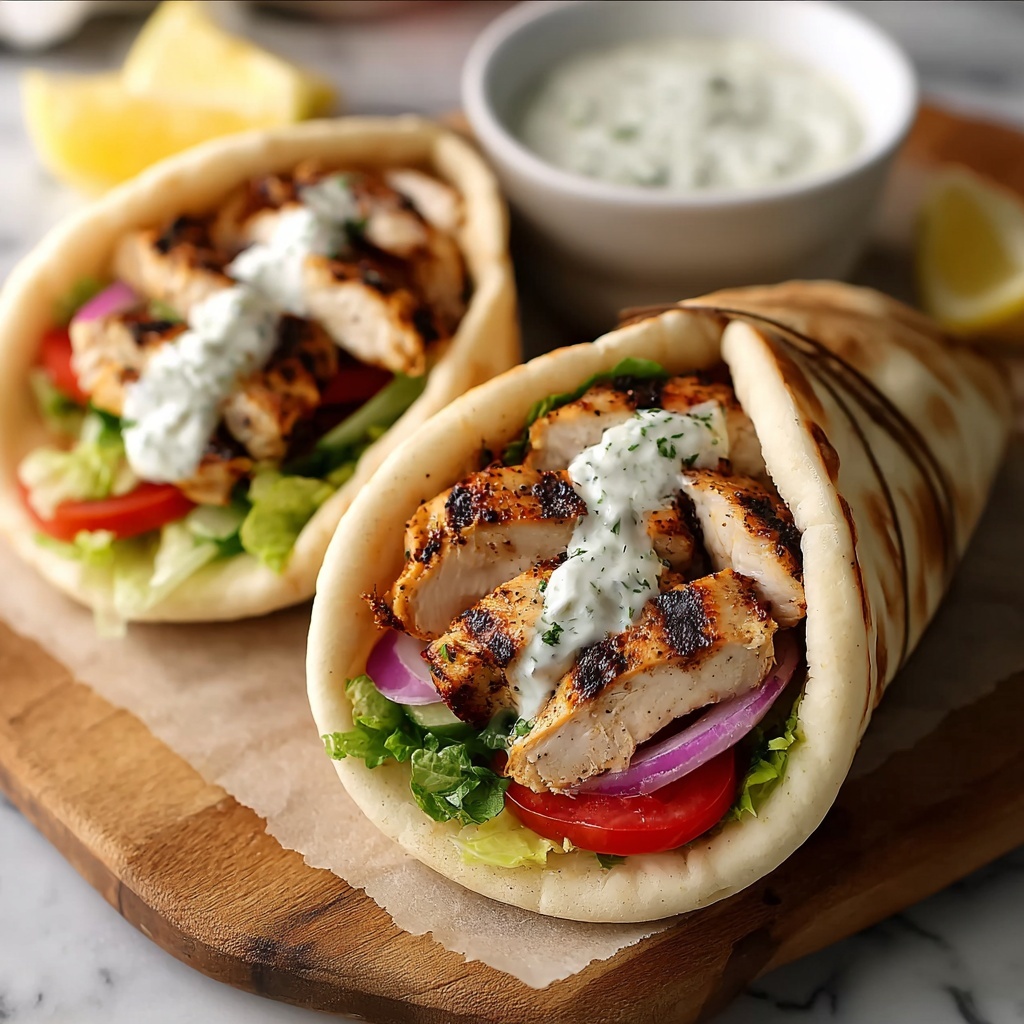 Greek-Style Chicken Gyros with Homemade Tzatziki and Greek Salad Recipe - Recipe Image