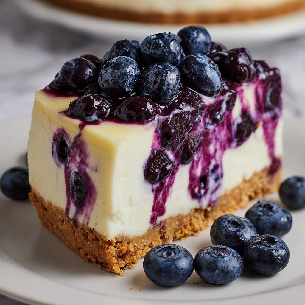 Blueberry Swirl Cheesecake with Silky Topping Recipe - Recipe Image