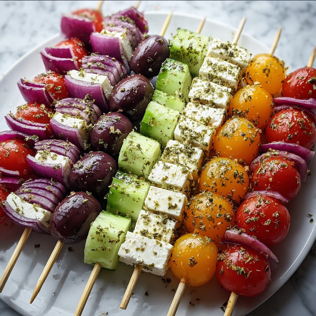 Greek Salad Skewers: A Fresh, Flavorful Bite-Sized Treat Recipe - Recipe Image