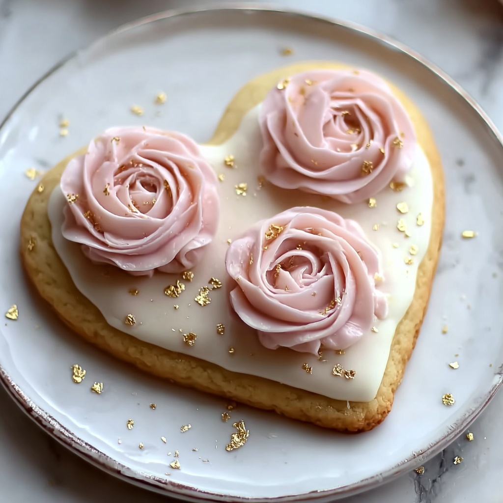 Heart-Shaped Sugar Cookies with Buttercream Roses Recipe - Recipe Image