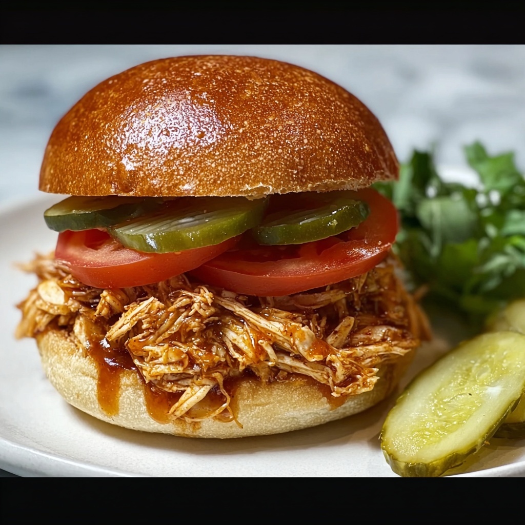 Slow Cooker Honey Mustard Shredded Chicken Sandwich Recipe - Recipe Image