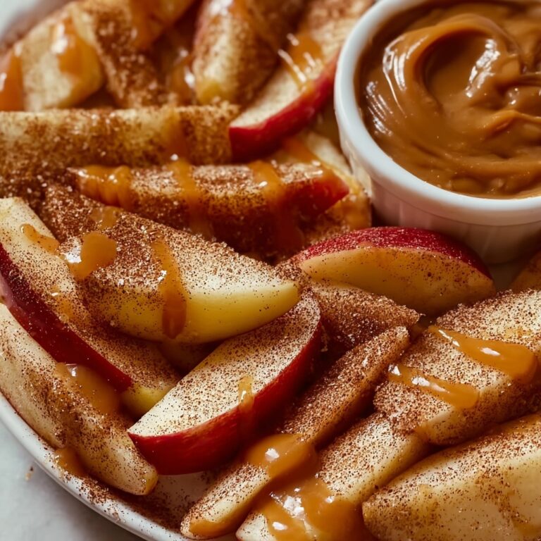 Oven Apple Wedges Fries with Caramel Cream Dipping Sauce Recipe