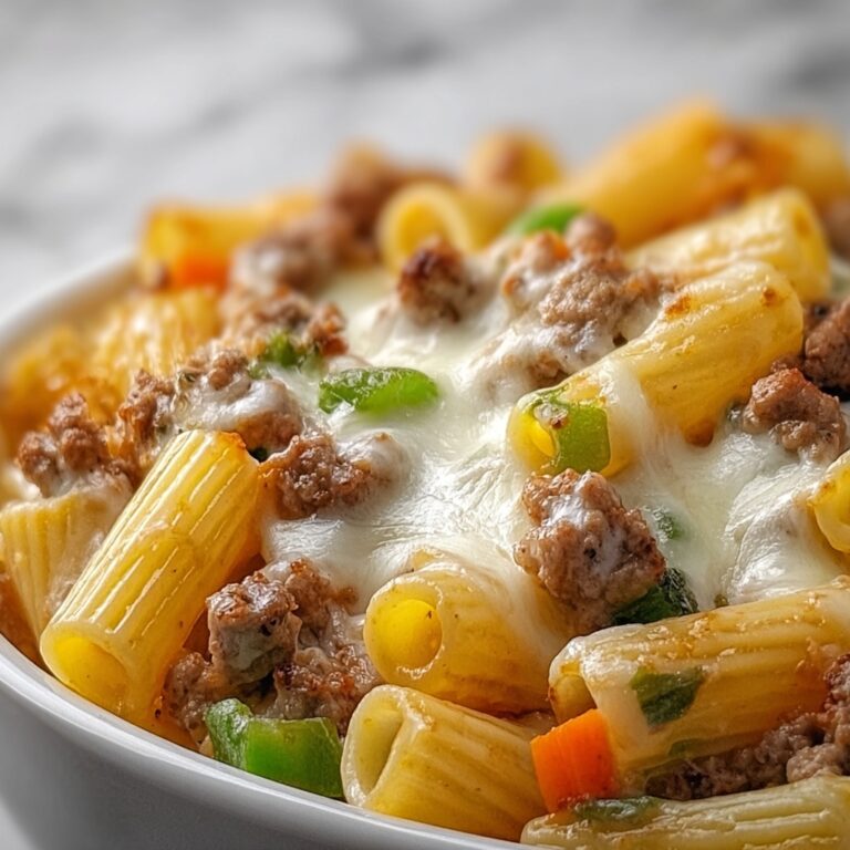Cheesy Beef & Pepper Rigatoni Recipe