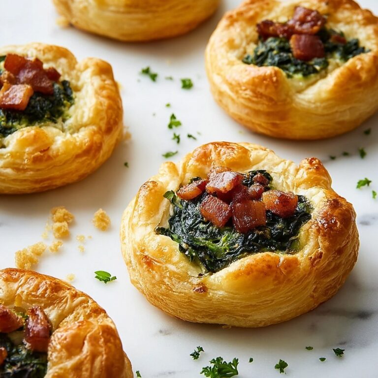 Spinach and Feta Puff Pastry Bites with Bacon Recipe