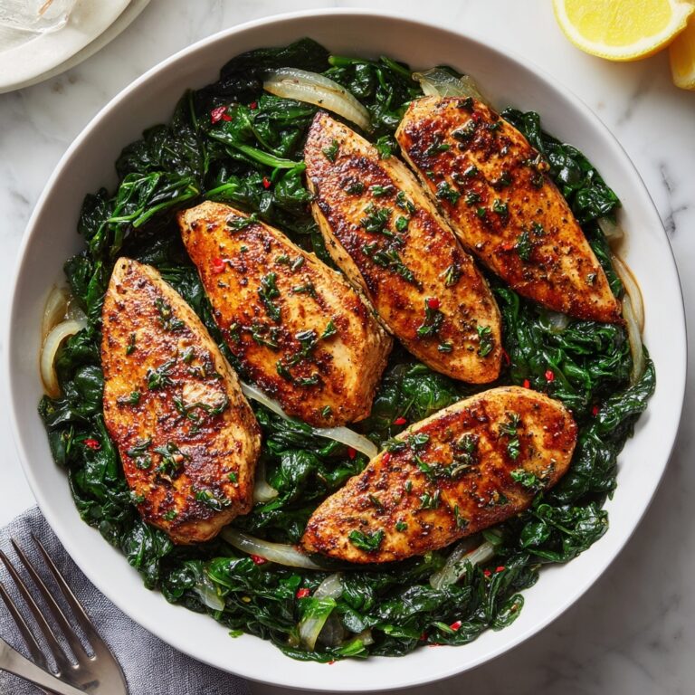 Asado Chicken Breast with Sautéed Garlic Spinach Recipe