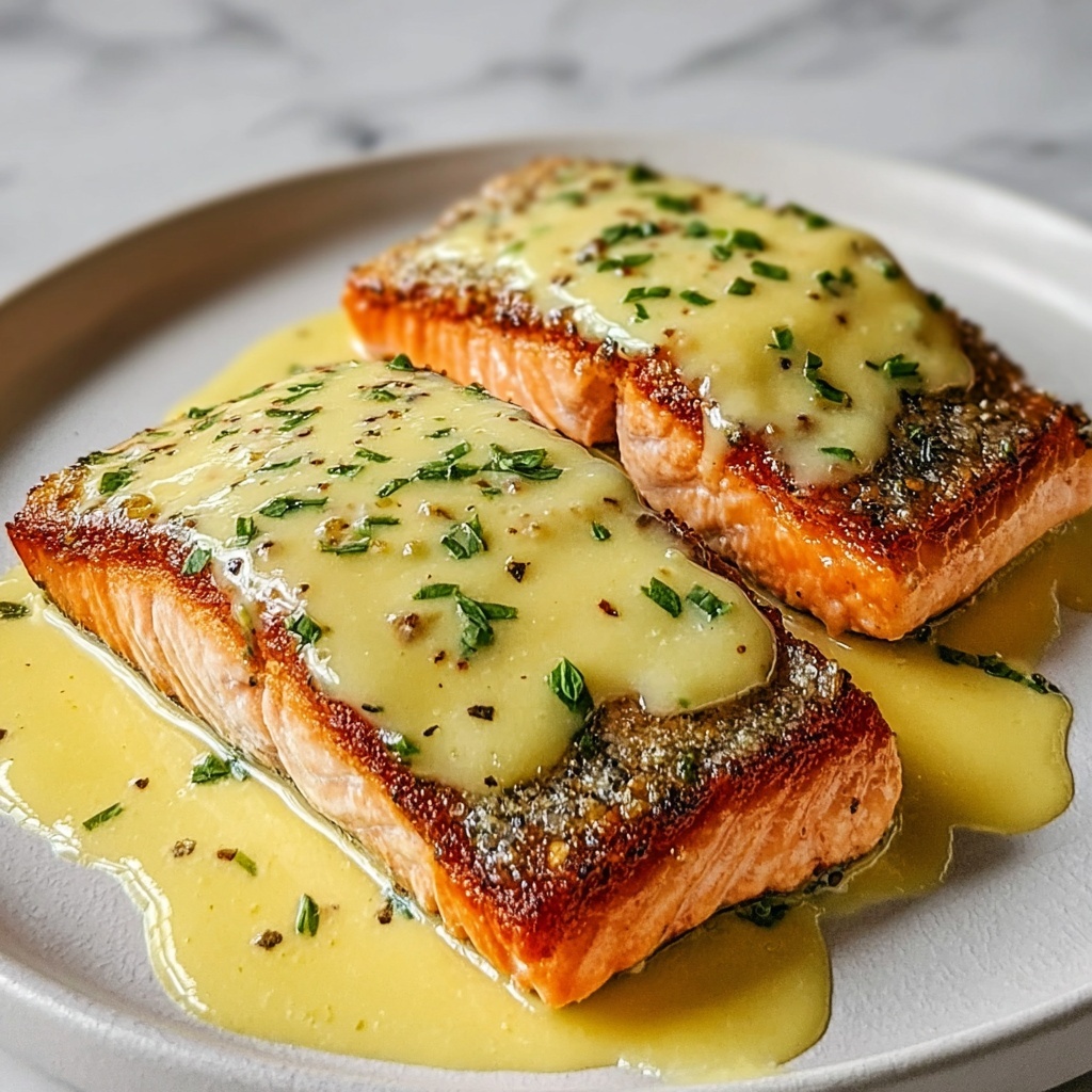 Simple Baked Salmon with Zesty Lemon Butter Cream Sauce Recipe - Recipe Image