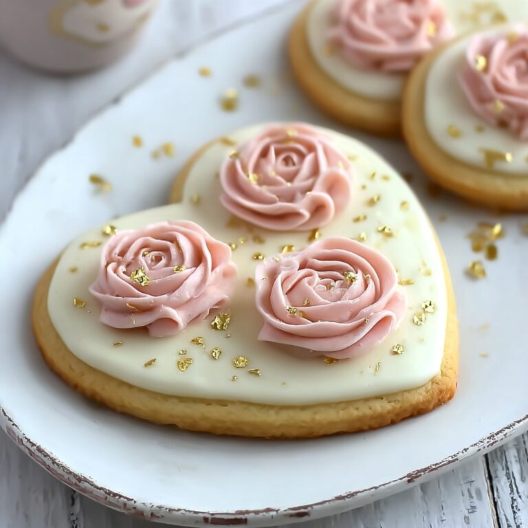 Heart-Shaped Sugar Cookies with Buttercream Roses Recipe