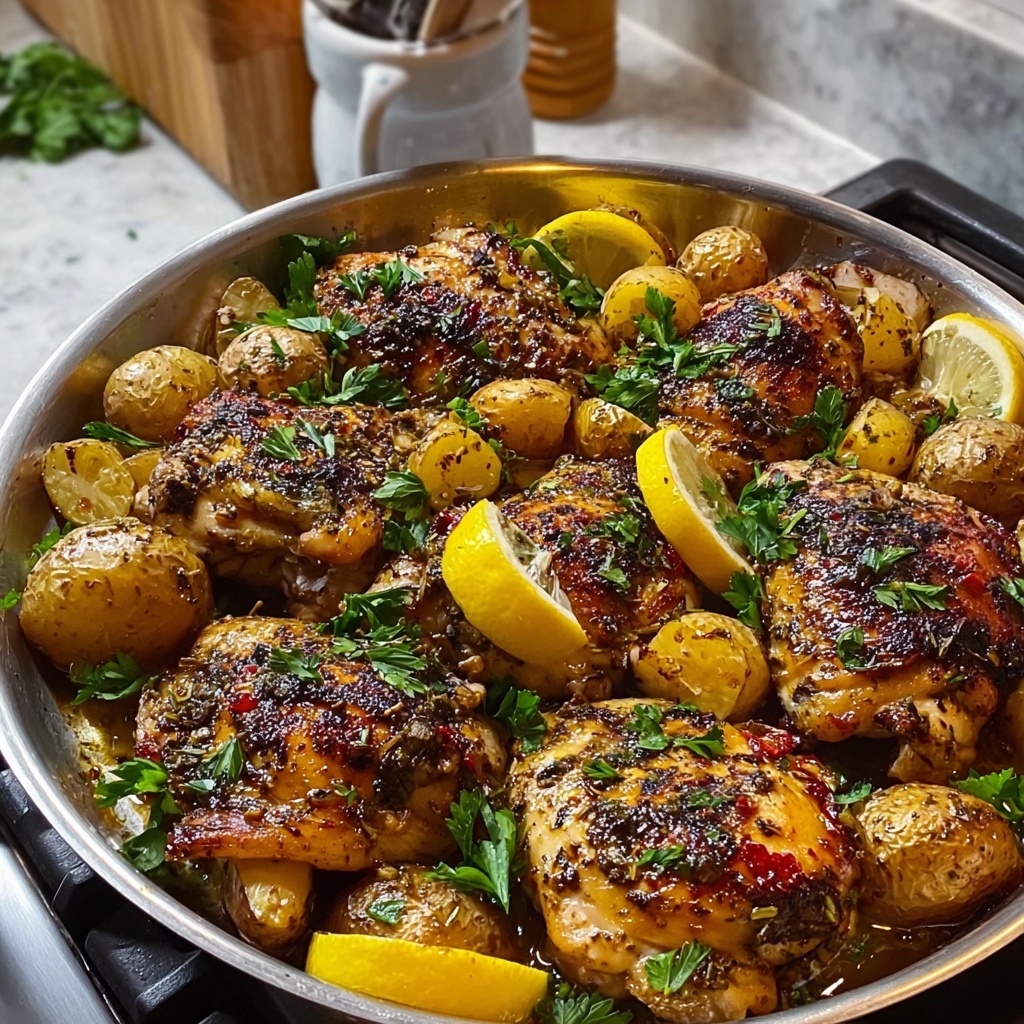 One Pan Greek Lemon Chicken and Potatoes Recipe - Recipe Image