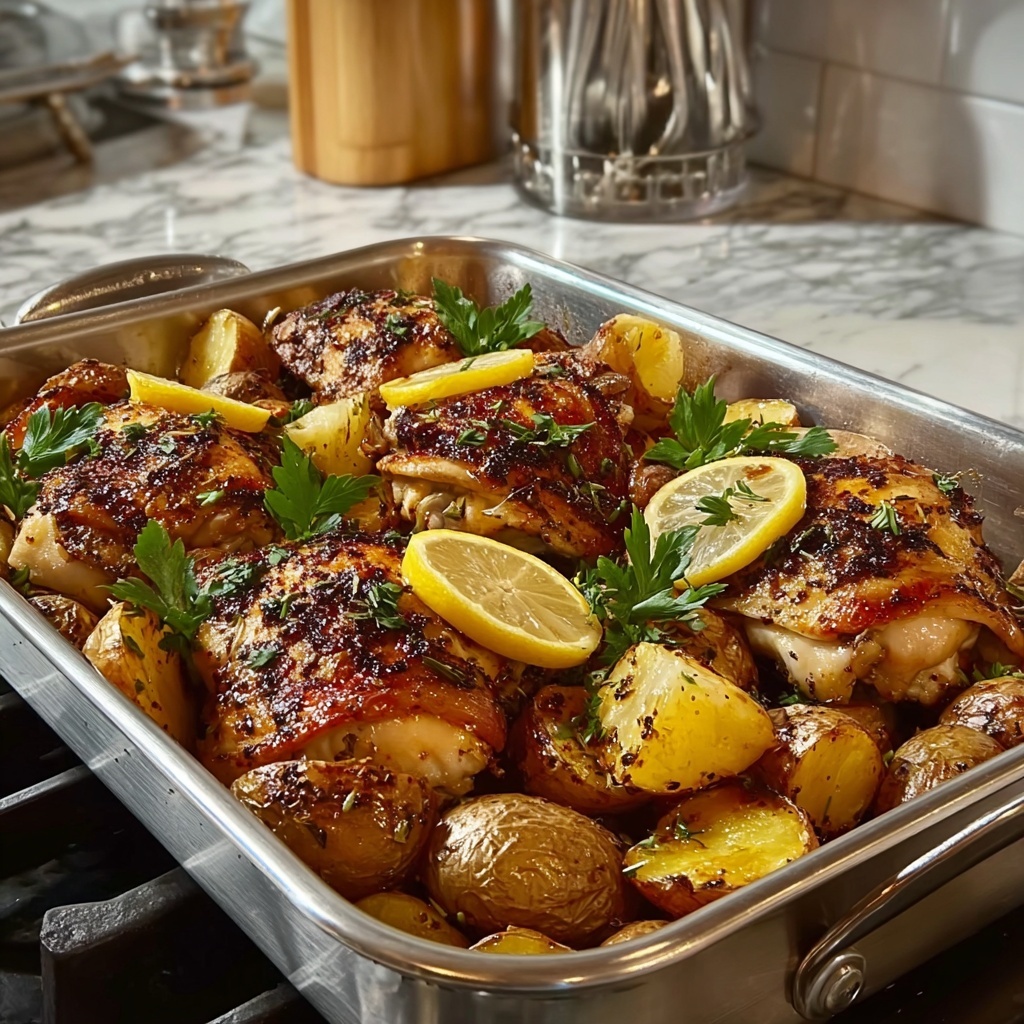 One Pan Greek Lemon Chicken and Potatoes Recipe - Recipe Image