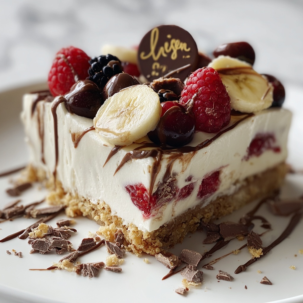 Heavenly No-Bake Banana Split Cheesecake Recipe - Recipe Image