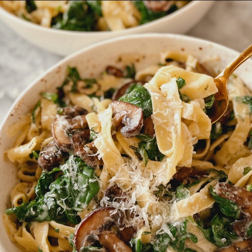 Creamy Mushroom Fettuccine Recipe - Recipe Image