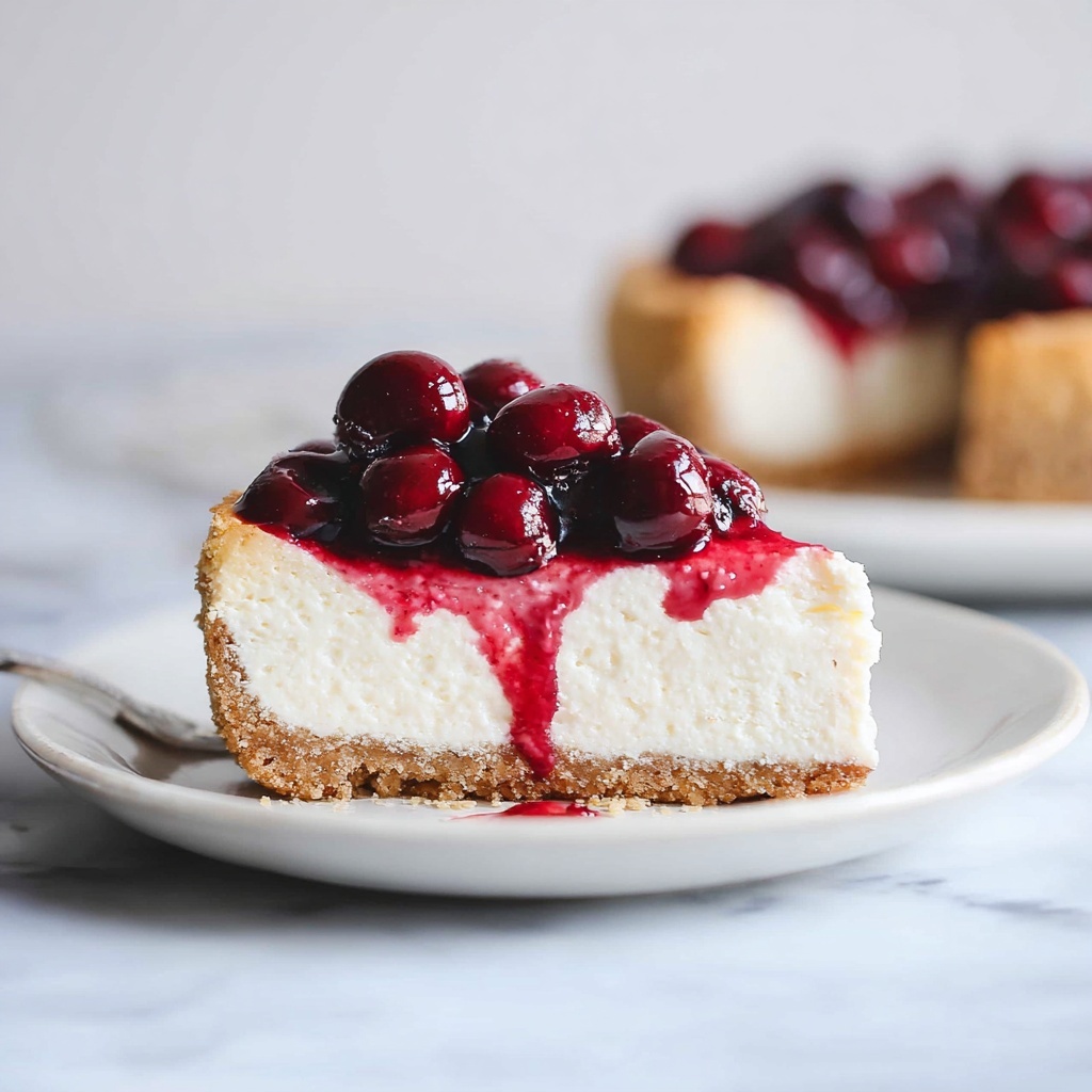 Baked Vegan Cheesecake with Cherry Compote Recipe - Recipe Image