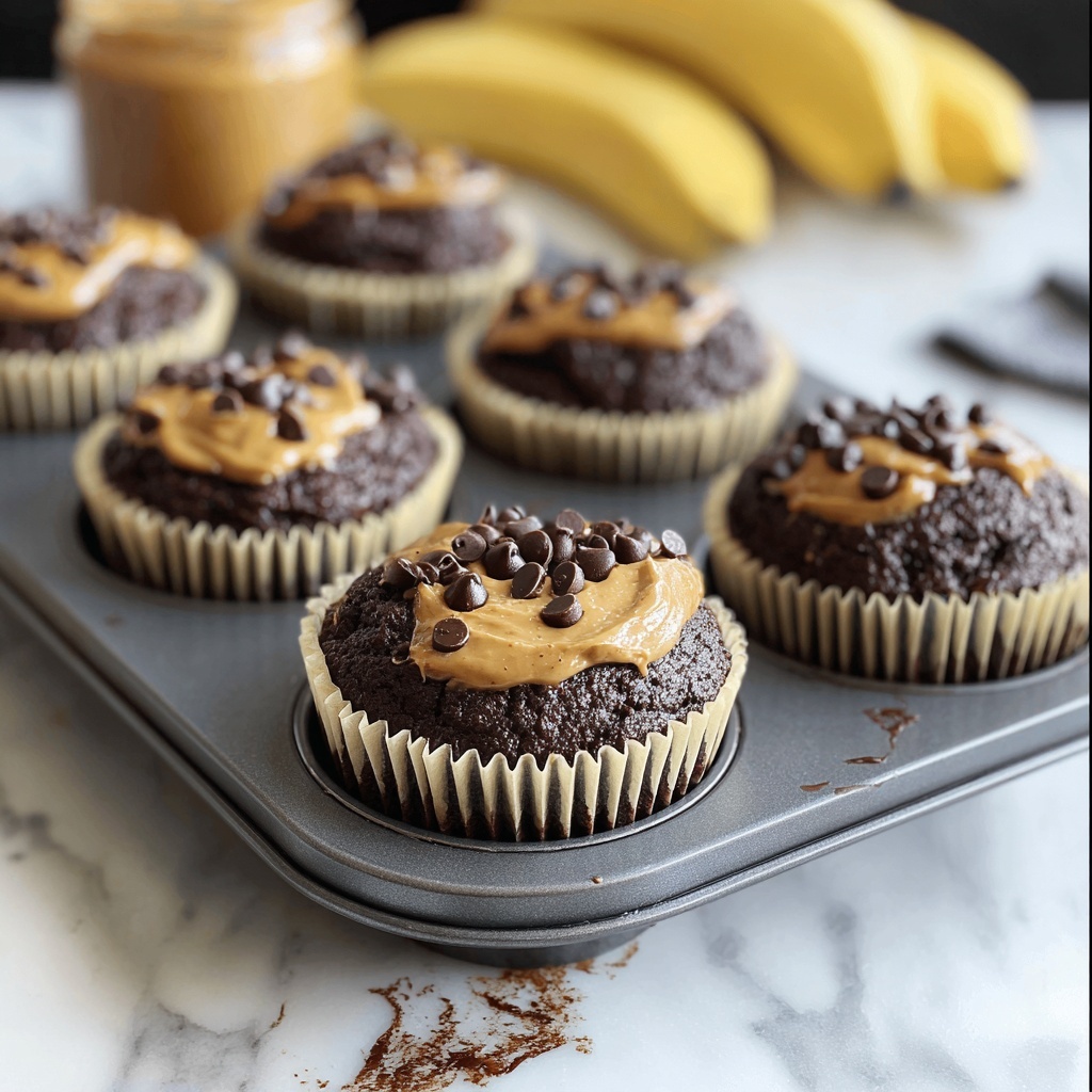 Chocolate Peanut Butter Banana Muffins Recipe - Recipe Image